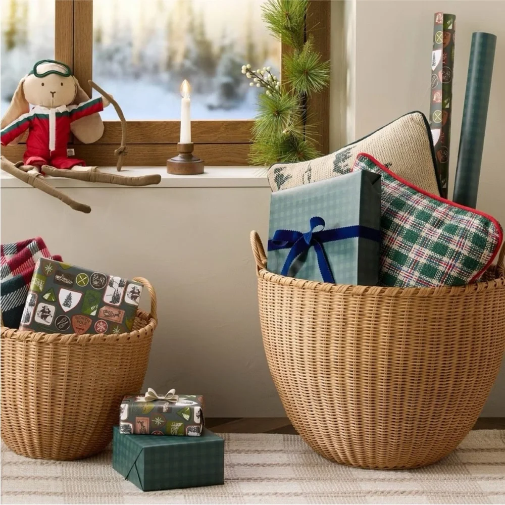 Large Round Woven Rattan Storage Basket with Handles - Hearth & Hand Magnolia